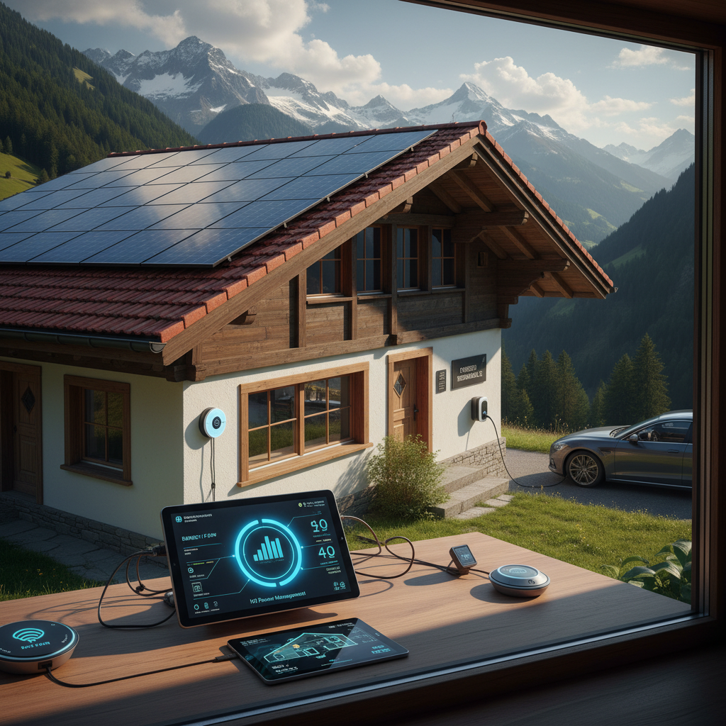 Solarpanels auf Einfamilienhaus in der Schweiz